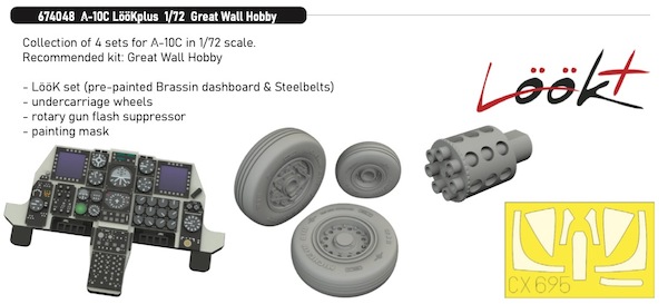 A10C Thunderbolt II Löök+ Instrument Panel and seatbelts, Wheels, GunFlash surpressor TFace mask (Great Wall Hobby) E674048