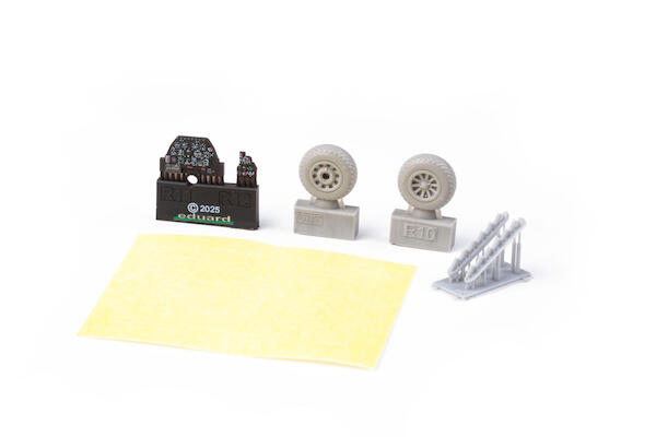 P51B/C Mustang Löök+ Instrument Panel and seatbelts, Diamond Tread Wheels, Exhaust Stacks (Arma Hobby)  E674050