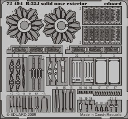 Detailset North American B25J Mitchell Solid Nose exterior (Hasegawa/Revell)  E72-494