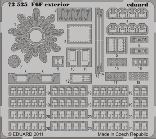 Detailset F6F Hellcat exterior (Eduard/Cyber Hobby)  E72-525