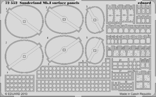 Detailset Sunderland Mk1 surface panels (Italeri)  E72-552