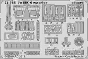 Detailset Junkers Ju88C-6 Exterior (Revell) E72-568