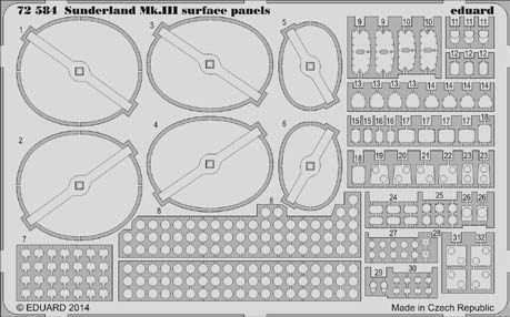 Detailset Sunderland MKIII Surface panels (Italeri)  E72-584