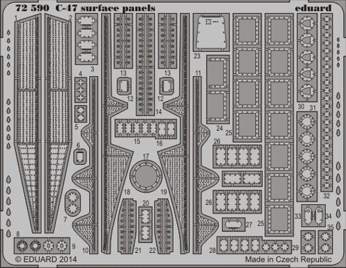 Detailset Douglas C47 Dakota Surface panels (Airfix)  E72-590