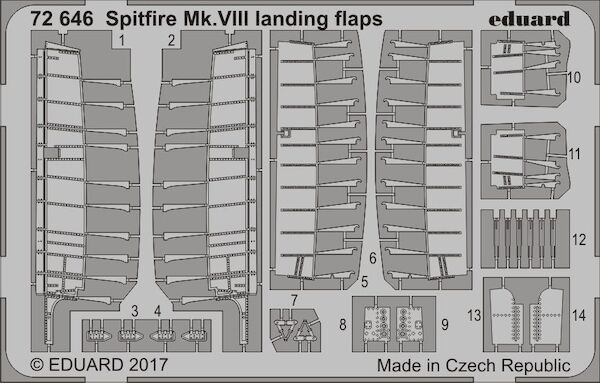 Detailset Spitfire MKVIII Landingflaps(Eduard)  E72-646