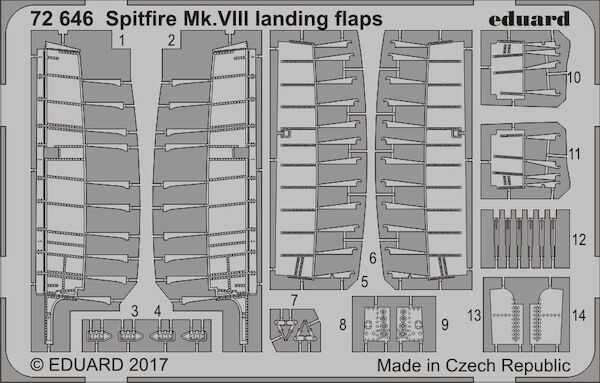 Detailset Spitfire MKVIII Landingflaps(Eduard) E72-646