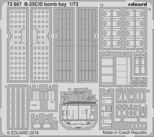 Detailset B25C/D Mitchell Bomb bay (Airfix) (REISSUE)  E72-667