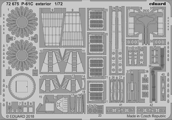 Detailset Northrop P61C Black Widow Exterior (Hobby Boss) E72-675