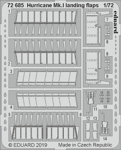 Detailset Hurricane MKI Landing flaps (Arma Hobby)  E72-685