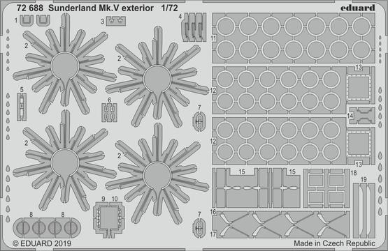 Detailset Sunderland MKV exterior and engine (Special Hobby) E72-688