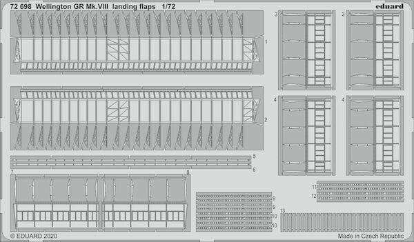 Detailset Wellington GR MKVIII Landing flaps (Airfix)  E72-698