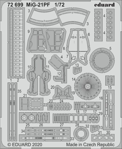 Detailset Mikoyan MiG-21PF Fishbed (Eduard)  E72-699