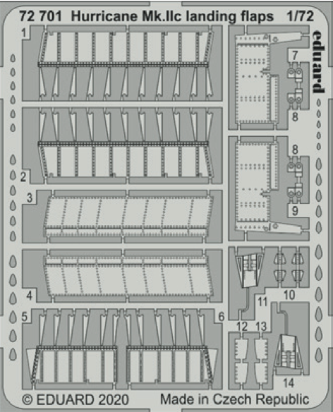 Detailset Hawker Hurricane Mk.IIc landing flaps (Arma Hobby)  E72-701
