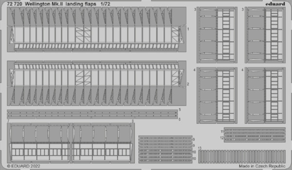 Detailset  Vickers Wellington MKII Landing Flaps (Airfix)  E72-720