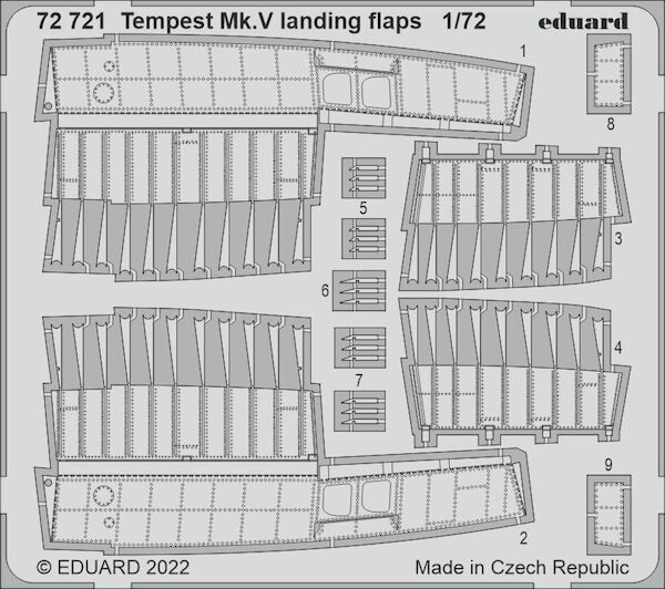 Detailset Hawker Tempest MKV Landing Flaps (Airfix) E72-721