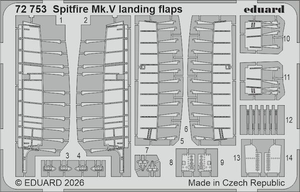 Detailset Spitfire MKV Landing Flaps (Eduard) E72-753