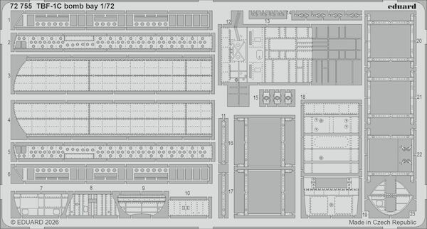 Detailset Grumman TBF-1C Avenger Bomb Bay (Hobby Boss) E72-755