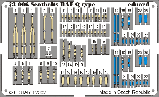 Detailset Seatbelts RAF WW2, Q type  E73-006