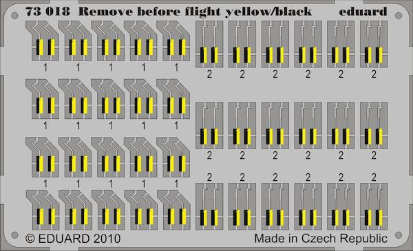 Remove before flight tags -Yellow/Black  E73-018