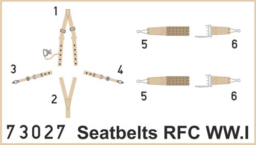 Detailset Seatbelts RFC WW1 SUPER (2x0 E73-027