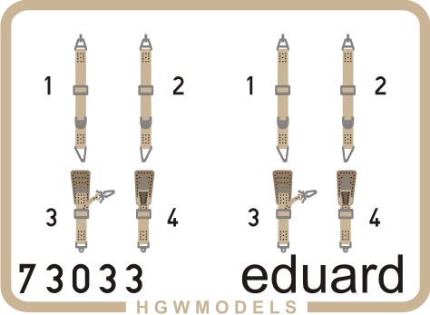 Detailset Focke Wulf FW190A-8 Seatbelts SUPERFABRIC (Eduard) E73-033