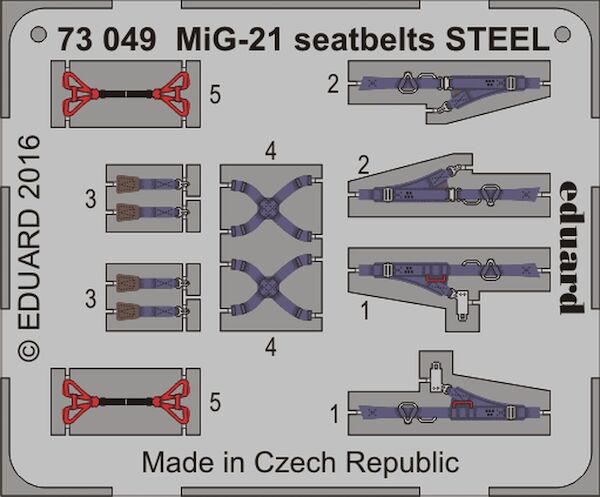 Detailset Mikoyan Mig21 Fishbed Seatbelts (STEEL)  E73-049