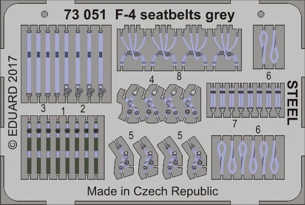 Detailset F4 Phantom Seatbelts grey (STEEL)  E73-051