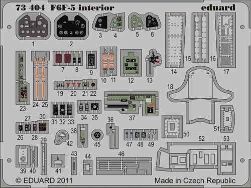 Detailset F6F-5 Hellcat Interior Self adhesive (Eduard / Cyber Hobby) E73-404