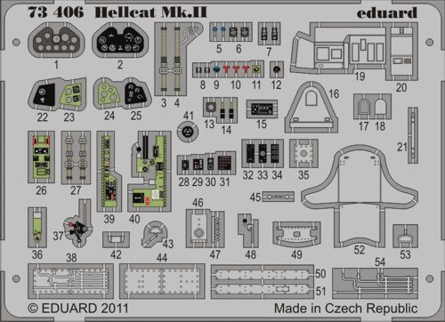 Detailset Hellcat MKII Interior Self adhesive (Eduard / Cyber Hobby) E73-406