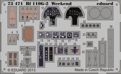 Detailset Messerschmitt BF110G-2 Interior Self Adhesive (Eduard Weekend)  E73-471