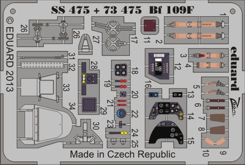 Detailset Messerschmitt BF109F Self Adhesive (Zvezda)  E73-475
