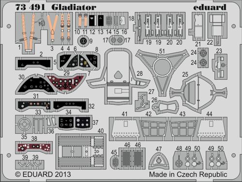 Detailset Gloster Gladiator Self Adhesive (Airfix) E73-491