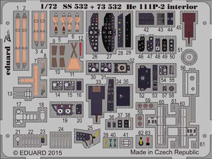 Detailset Heinkel He111P Interior self adhesive (Airfix)  E73-532