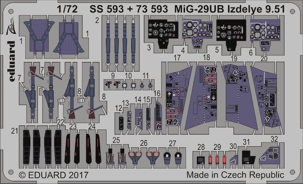 Detailset Mikoyan MiG29UB Izdelye 9.51 (Trumpeter) E73-593