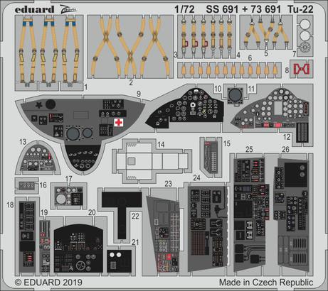 Detailset Tupolev Tu22 Blinder Interior (Trumpeter) E73-691