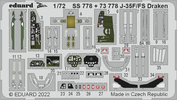 Detailset Saab J35F/FS Draken (Hasegawa / Hobby 2000) E73-778