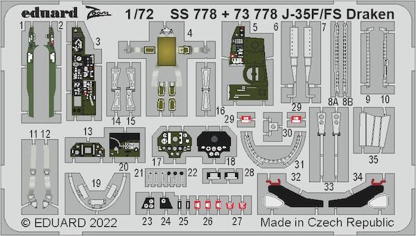 Detailset  Saab J35F/FS Draken (Hasegawa / Hobby 2000)  E73-778