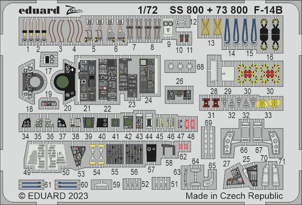 Detailset Grumman F14B Tomcat Interior (Academy) E73-800