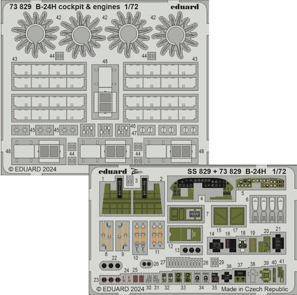 Detailset B24H Liberator Cockpit and engines (Airfix) E73-829