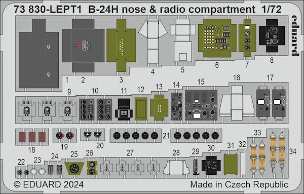 Detailset B24H Liberator Nose and radio Compartiment (Airfix) E73-830