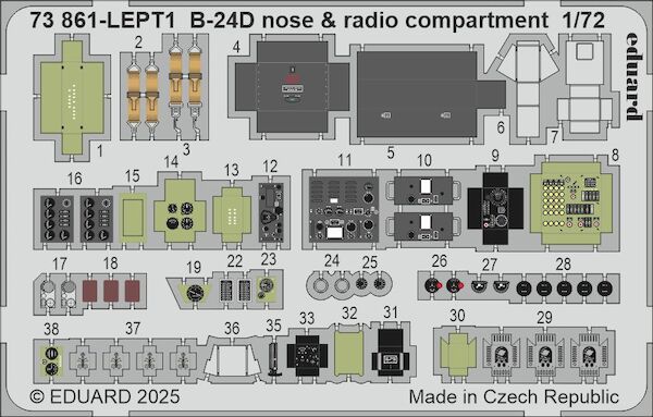 Detailset B24D Liberator Nose and radio Compartiment (Airfix) E73-861