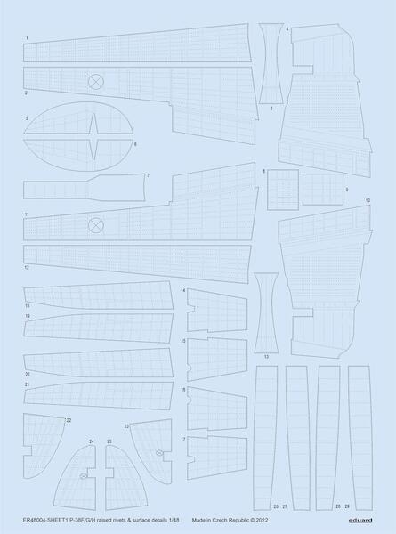 P38F/G/H Lightning Raised rivets & Surface details (Tamiya) ER48004