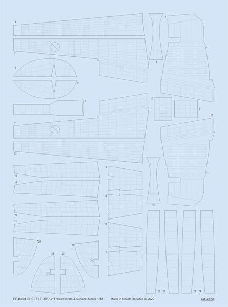 P38F/G/H Lightning Raised rivets & Surface details (Tamiya)  ER48004