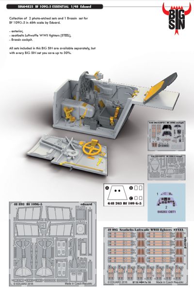 Messerschmitt Bf109G-5 Essential Set (Eduard)  BIG SIN64825