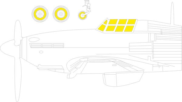 Mask Hawker Hurricane MKIIb Canopy and wheels (Arma Hobby)  EX1014