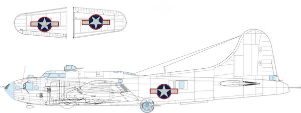 Mask B17F Flying Fortress US National Insignia with red outline (Eduard, Hong Kong Models) EX1054