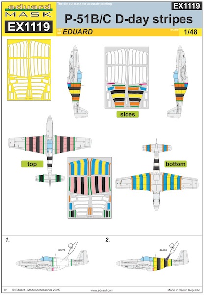 Mask P51B/C Mustang D-Day stripes (Eduard)  EX1119