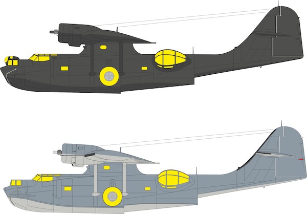 Mask PBY5A Catalina canopy, other glassparts and wheels TFace (Revell, Monogram, Eduard)  EX1182