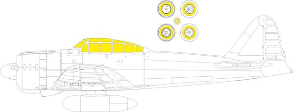 Mask A6M2 Zero Type 21 Canopy and wheels (Eduard - Weekend) EX951