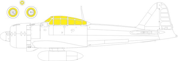 Mask A6M3 Zero Type 32 Canopy and wheels (Eduard - Weekend) EX970